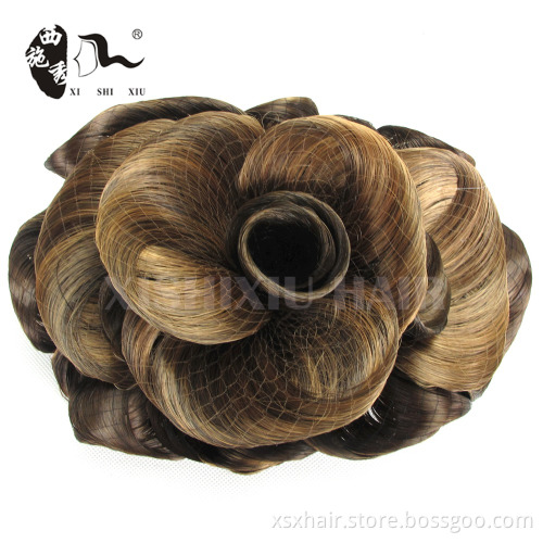 fashion style black synthetic fake hair bun extension